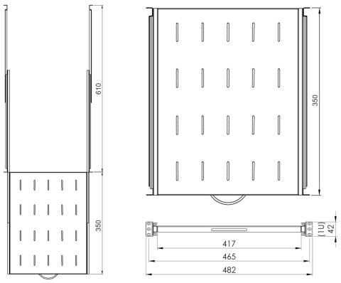 PÓŁKA WYSUWANA RSR19-1U-350B STALFLEX PÓŁKA WYSUWANA RSR19-1U-350B STALFLEX
