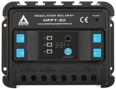 REGULATOR SOLARNY ŁADOWANIA AKUMULATORÓW SCC-20A-MPPT AZO Digital REGULATOR SOLARNY ŁADOWANIA AKUMULATORÓW SCC-20A-MPPT AZO Digital