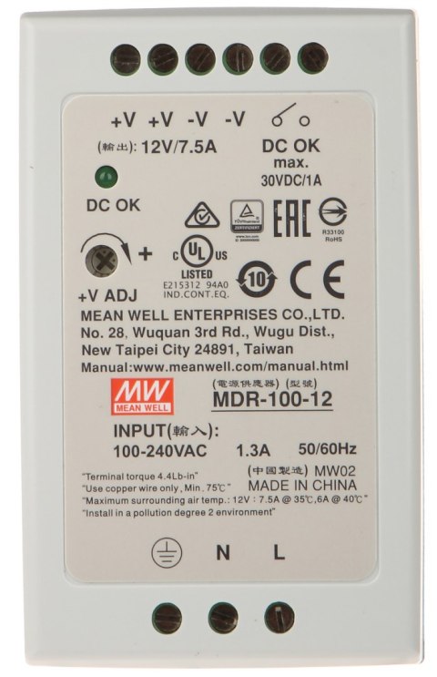 ZASILACZ IMPULSOWY MDR-100-12 ZASILACZ IMPULSOWY MDR-100-12