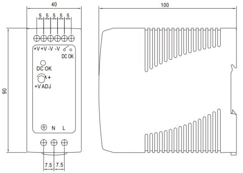 ZASILACZ IMPULSOWY MDR-40-48 MEAN WELL ZASILACZ IMPULSOWY MDR-40-48 MEAN WELL