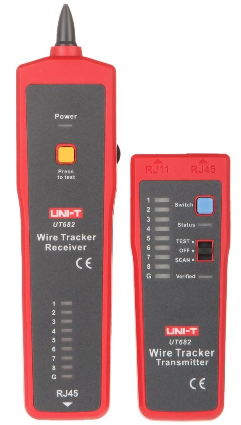 DETEKTOR PAR PRZEWODÓW Z TESTEREM KABLI RJ-45 UT-682 UNI-T DETEKTOR PAR PRZEWODÓW Z TESTEREM KABLI RJ-45 UT-682 UNI-T