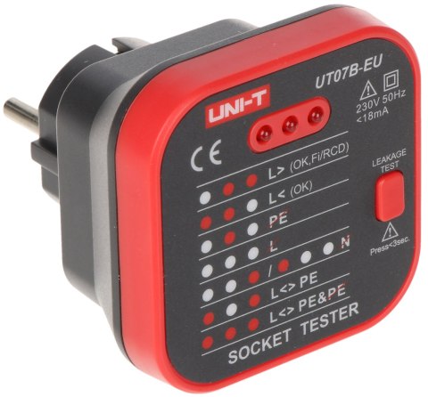 TESTER GNIAZD SIECIOWYCH Z FUNKCJĄ SPRAWDZANIA RCD UT-07B-EU UNI-T TESTER GNIAZD SIECIOWYCH Z FUNKCJĄ SPRAWDZANIA RCD UT-07B-EU UNI-T