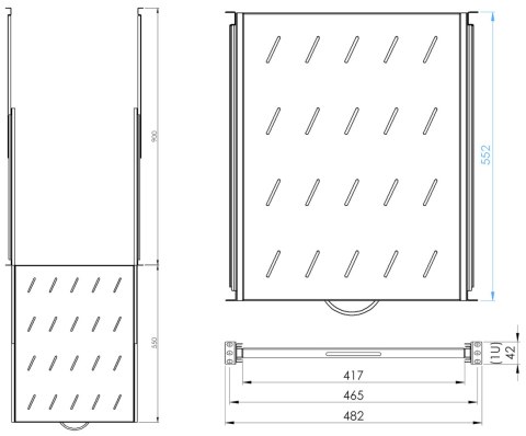 PÓŁKA WYSUWANA RSR19-1U-550B STALFLEX PÓŁKA WYSUWANA RSR19-1U-550B STALFLEX