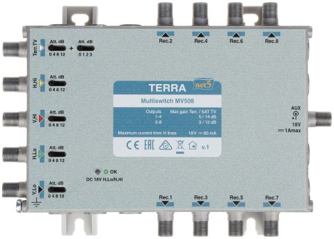 MULTISWITCH MV-508 5 WEJŚĆ / 8 WYJŚĆ TERRA MULTISWITCH MV-508 5 WEJŚĆ / 8 WYJŚĆ TERRA