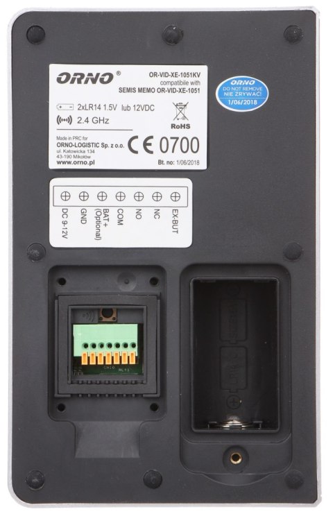 WIDEODOMOFON BEZPRZEWODOWY OR-VID-XE-1051/W ORNO WIDEODOMOFON BEZPRZEWODOWY OR-VID-XE-1051/W ORNO
