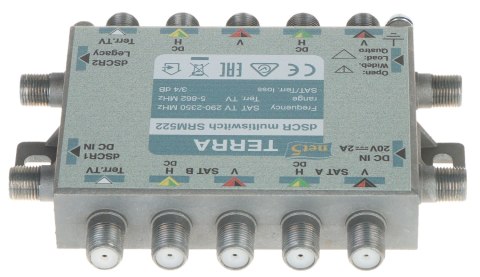 MULTISWITCH PRZELOTOWY UNICABLE I/II SRM-522 5 WEJŚĆ / 5 WYJŚĆ + 2 WYJŚCIA UNICABLE TERRA MULTISWITCH PRZELOTOWY UNICABLE I/II SRM-522 5 WEJŚĆ / 5 WYJŚĆ + 2 WYJŚCIA UNICABLE TERRA