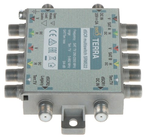 MULTISWITCH PRZELOTOWY UNICABLE I/II SRM-522 5 WEJŚĆ / 5 WYJŚĆ + 2 WYJŚCIA UNICABLE TERRA MULTISWITCH PRZELOTOWY UNICABLE I/II SRM-522 5 WEJŚĆ / 5 WYJŚĆ + 2 WYJŚCIA UNICABLE TERRA
