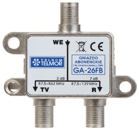 GNIAZDO KOŃCOWE GA-26FB R-TV TELMOR GNIAZDO KOŃCOWE GA-26FB R-TV TELMOR