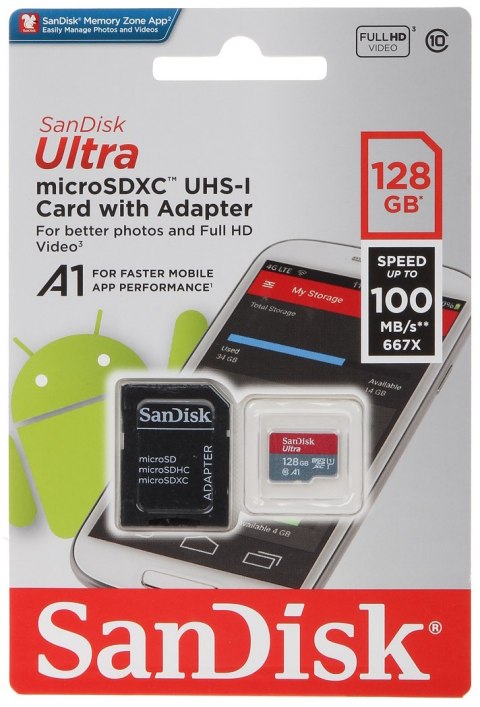 KARTA PAMIĘCI SD-MICRO-10/128-SAND microSD UHS-I, SDXC 128 GB SANDISK KARTA PAMIĘCI SD-MICRO-10/128-SAND microSD UHS-I, SDXC 128 GB SANDISK