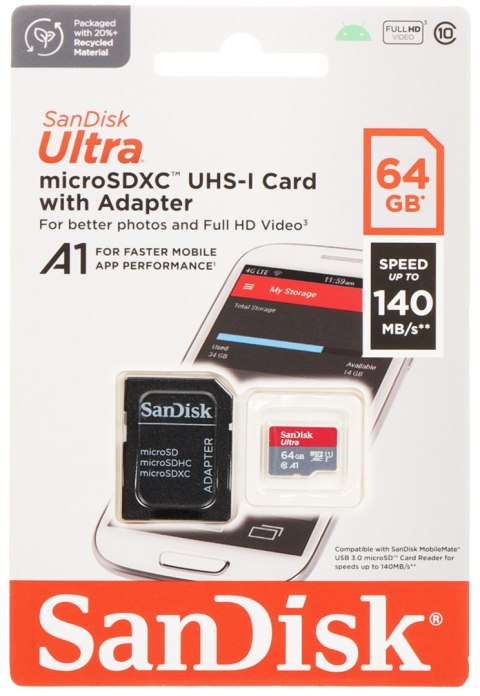 KARTA PAMIĘCI SD-MICRO-10/64-SAND microSD UHS-I, SDXC 64 GB SANDISK KARTA PAMIĘCI SD-MICRO-10/64-SAND microSD UHS-I, SDXC 64 GB SANDISK