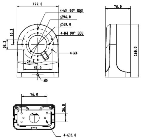 UCHWYT DO KAMER KULISTYCH PFB204W DAHUA UCHWYT DO KAMER KULISTYCH PFB204W DAHUA