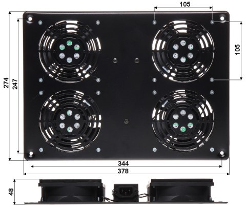 PANEL WENTYLATORÓW A19-4W DO SZAFY RACK PANEL WENTYLATORÓW A19-4W DO SZAFY RACK